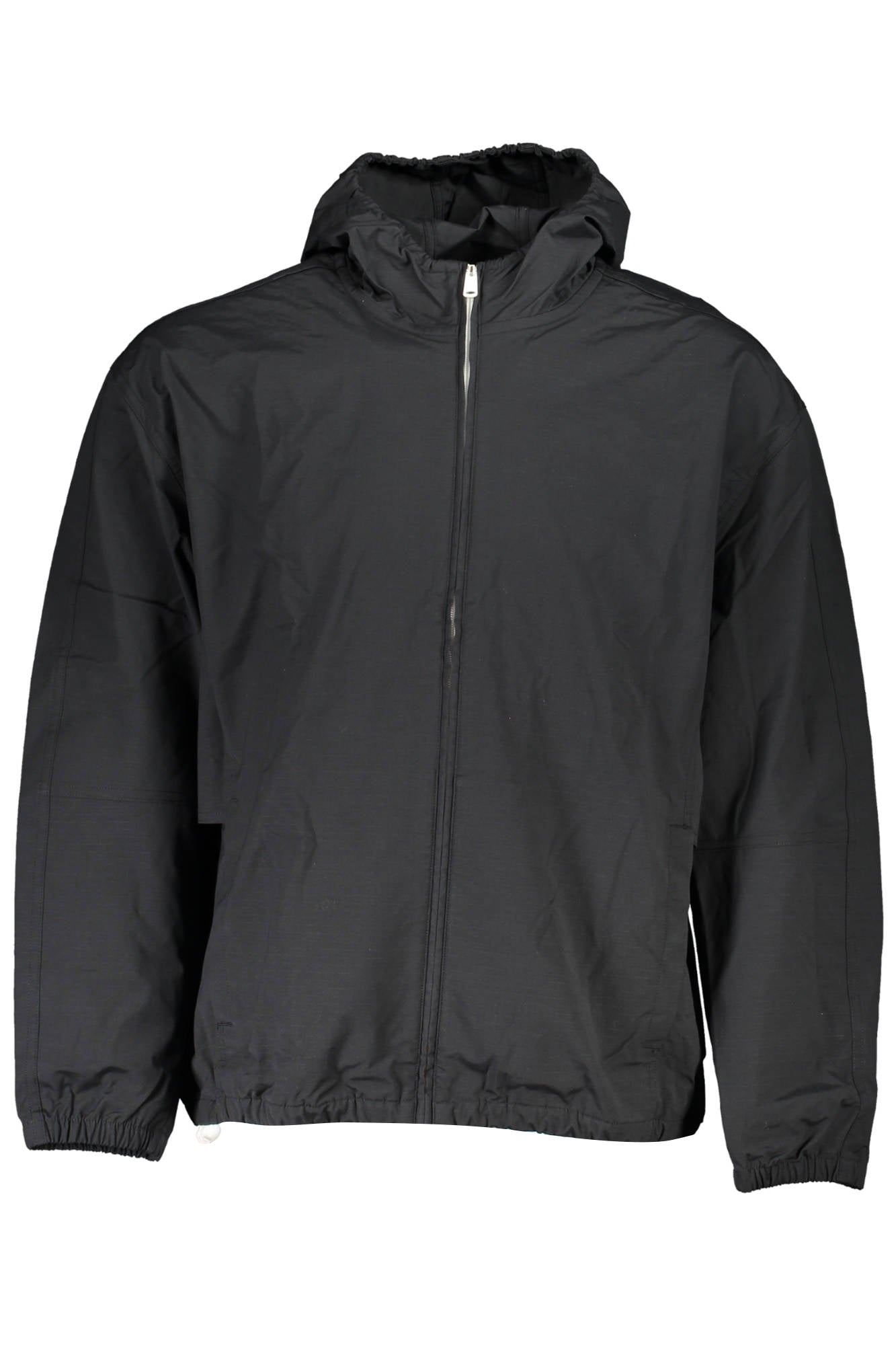 sports jacket long sleeves with hood, 2 outside pockets, 2 inside pockets, zip, waterproof, logo