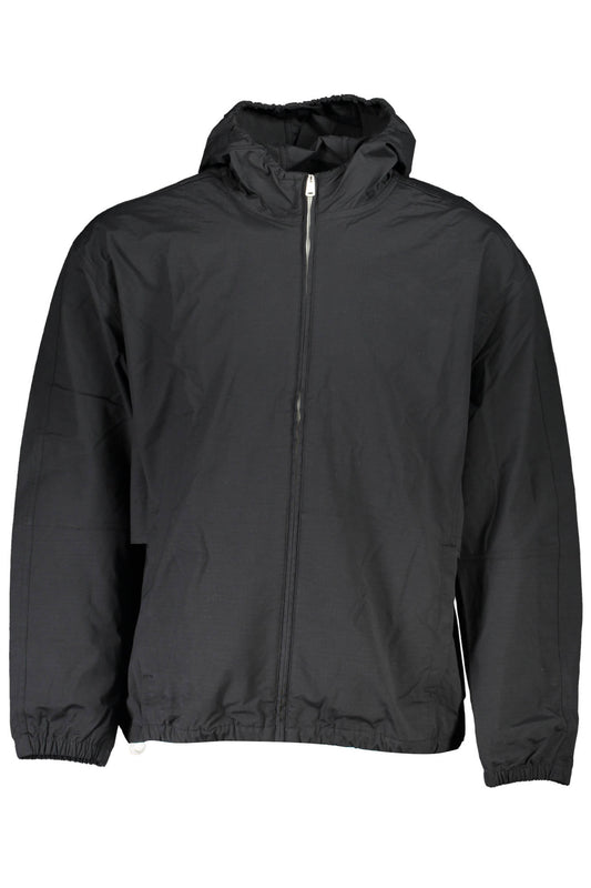 sports jacket long sleeves with hood, 2 outside pockets, 2 inside pockets, zip, waterproof, logo