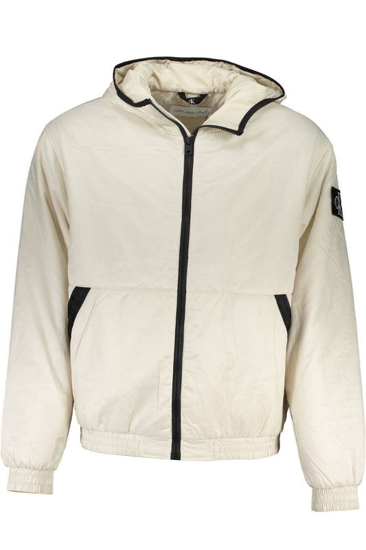 LONG SLEEVED JACKET WITH HOOD, 2 EXTERNAL POCKETS, 1 INTERNAL POCKET, 100 GR, CONTRAST DETAILS, APPLICATION, ZIP, LOGO, 100% RECYCLED POLYESTER