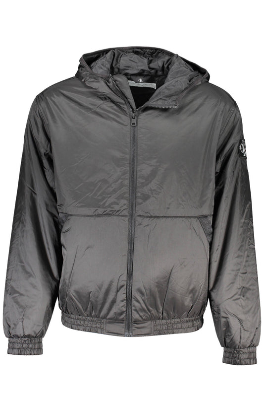 LONG SLEEVED JACKET WITH HOOD, 2 EXTERNAL POCKETS, 1 INTERNAL POCKET, 100 GR, CONTRAST DETAILS, APPLICATION, ZIP, LOGO, 100% RECYCLED POLYESTER